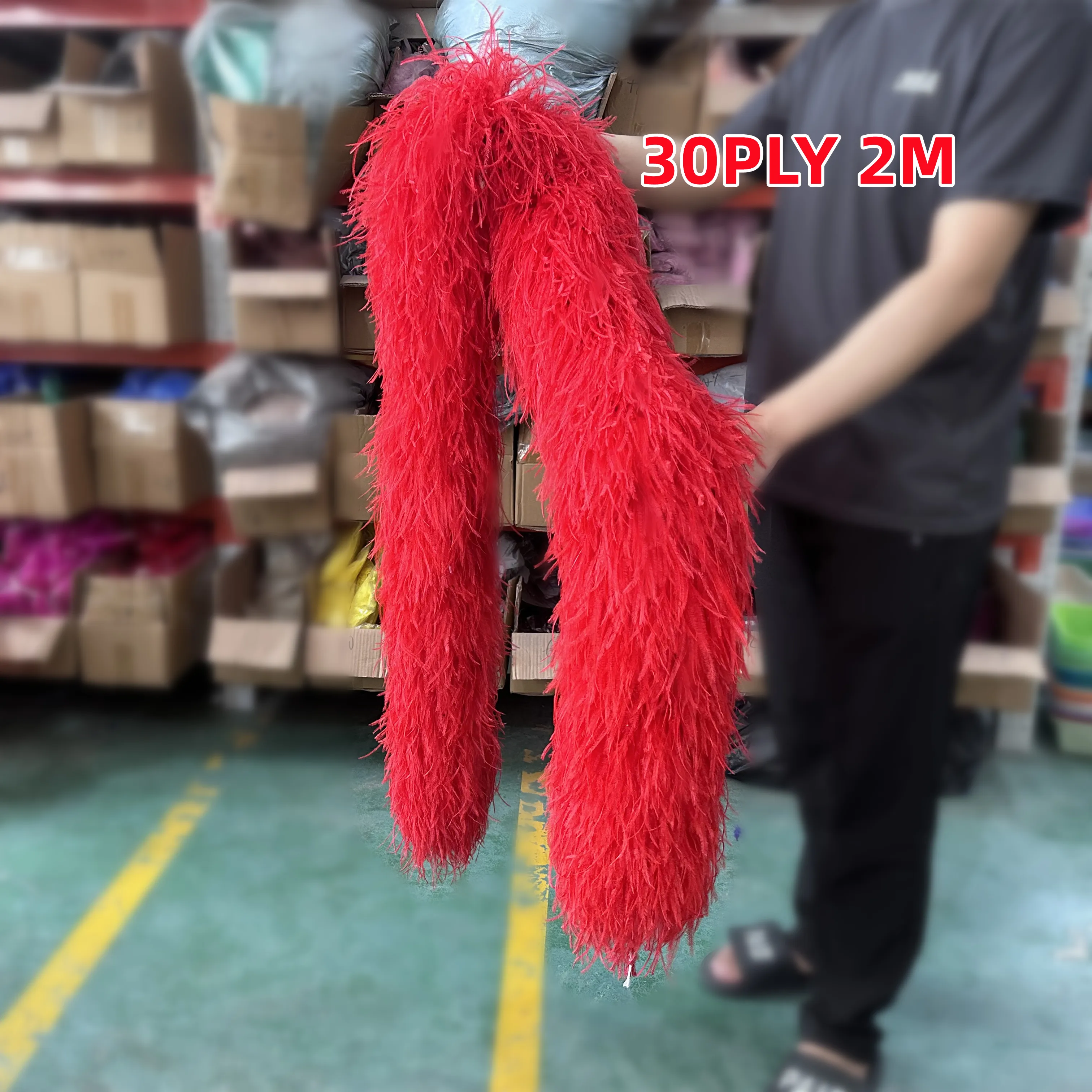 

2M Red Ostrich Feather Boa Trimming 30/26/20/10/6PLY Natural Ostrich Feather Shawl Clothing Wedding Decor Plume Scarf Customize