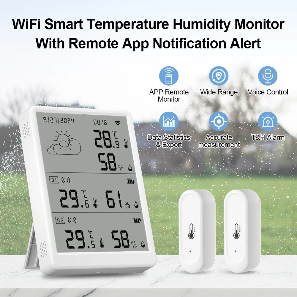 New Tuya WiFi Weather Station Thermohygrometer Gateway&2/4/6/8/10 pcs Outdoor IP65 Waterproof 433mhz Temperature&Humidity Sensor