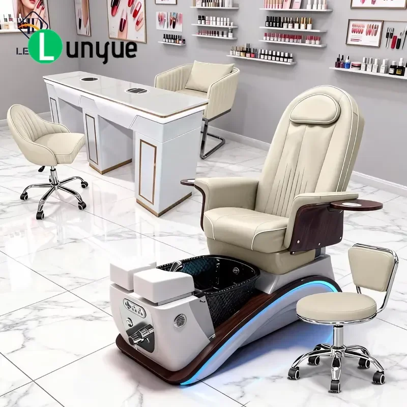 Custom Foot Spa Chair with Massage and Pedicure Basin Nail Table Set for Manicure Station Comfortable Ergonomic Design