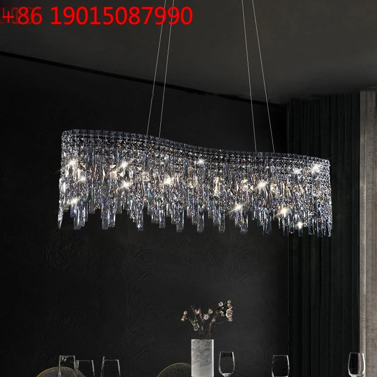 

Легкая роскошная хрустальная люстра, итальянская современная вилла, творческая личность, барный стол, лампа с длинной полосой