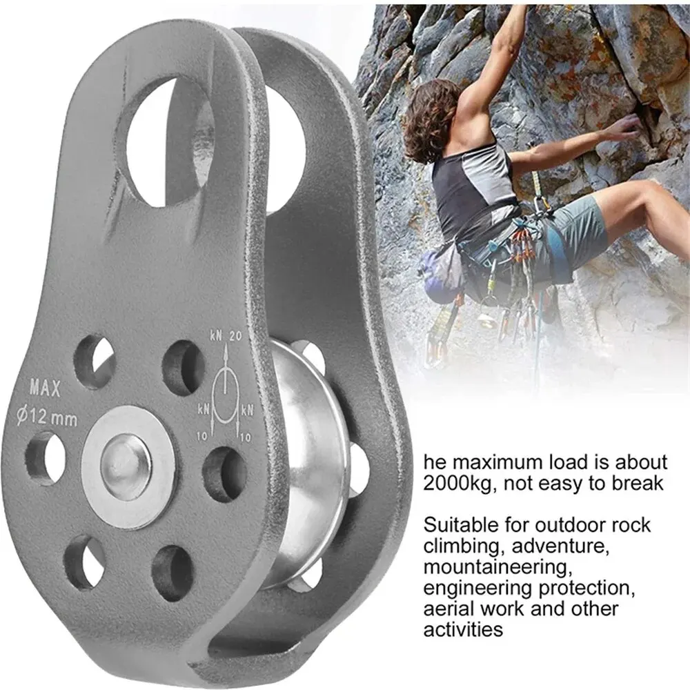 Rock Climbing Pulley Fixed Sideplate Sheave Pulley Outdoor Survival Tool High Altitud Traverse Gear Aluminum Alloy Pulley