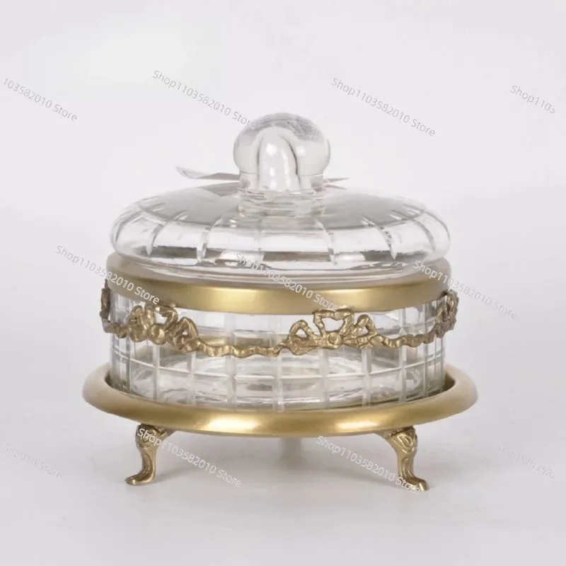 Luxury Crystal Glass Sugar Jar with Imported Copper - Home Decor Storage Jar for Nuts & Sundries