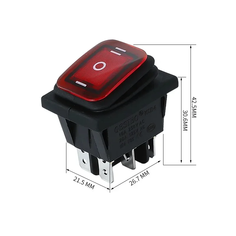 1/5/20PCS 3 Position 6 Pins KCD4 Waterproof Switch ON-OFF-ON Rocker Switch 12V Power Switch self-Locking 16A 250VAC 20A125VAC