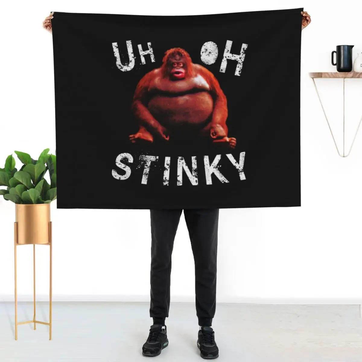 Uh Oh Stinky Le Monke Funny Dank Meme Throw Blanket christmas gifts Blankets For Sofas Polar Soft Big Sofa Throw Soft Blankets