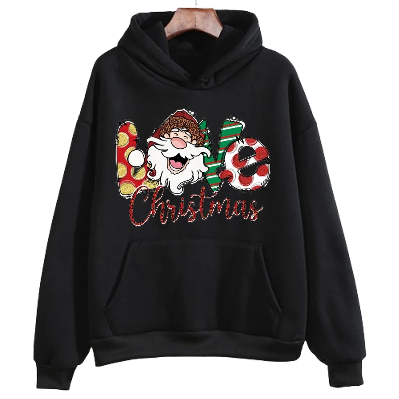 Santa Pattern Fun Hoodie Christmas Spring Autumn Printed Clothing Women\'s Casual Sweatshirt Unisex Pattern Y2k Streetwear Top