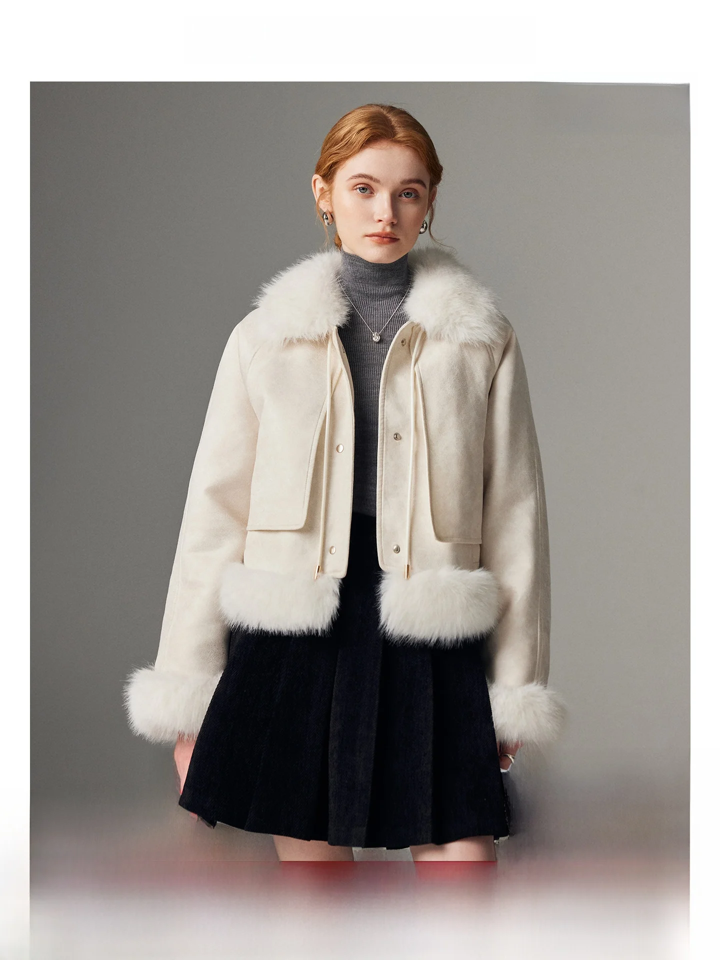 

Eco-Friendly Fur Jaet Women's New Winter Young Sle Suede Inner Coat Thiened Long Sve Commute Faion Pure Color