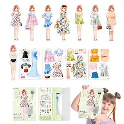 Magnetic Doll Dress Up Kits Magnetic Princess Paper Dolls Cutouts Pretend Play Outfit Magnet Clothes Puzzles Creative Fashion