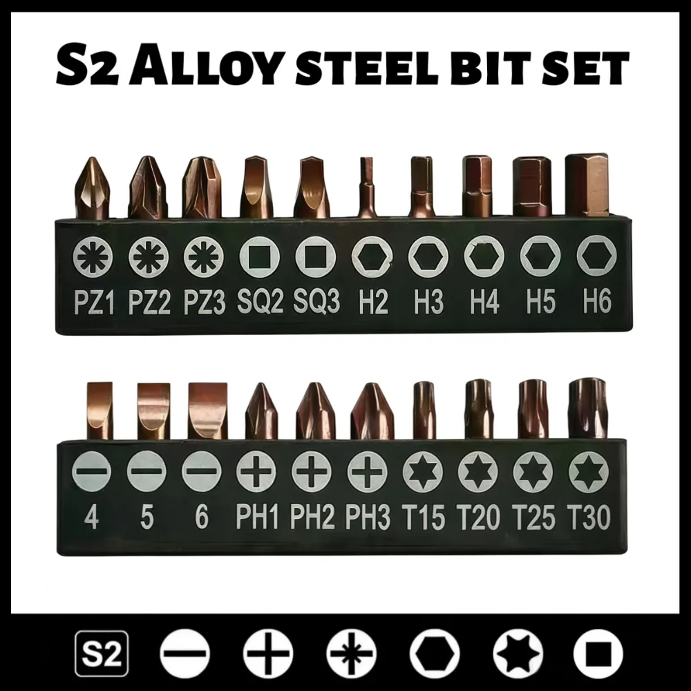 1/4 Zoll Schraubendreher-Bit-Set 25mm S2 Legierungsstahl Kreuzschlitz Schlitz Sechskant Torx Vierkant Steckschlüssel Pozidriv zum Entfernen DIY Handwerkzeuge – Detail 1