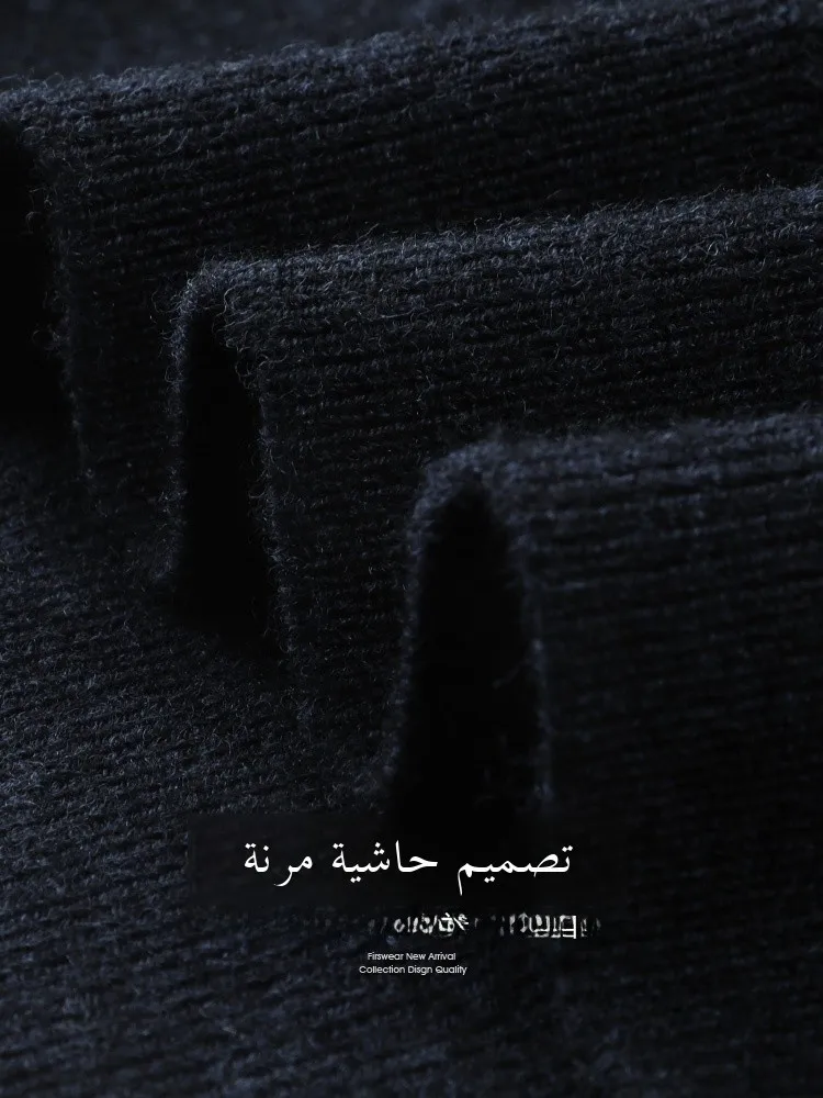 سترة رجالية 00% صوف نقي بياقة مستديرة، دافئة ومريحة للشتاء، تصميم جديد للأعمال والملابس الكاجوال، ناعمة ومرنة بأكمام طويلة