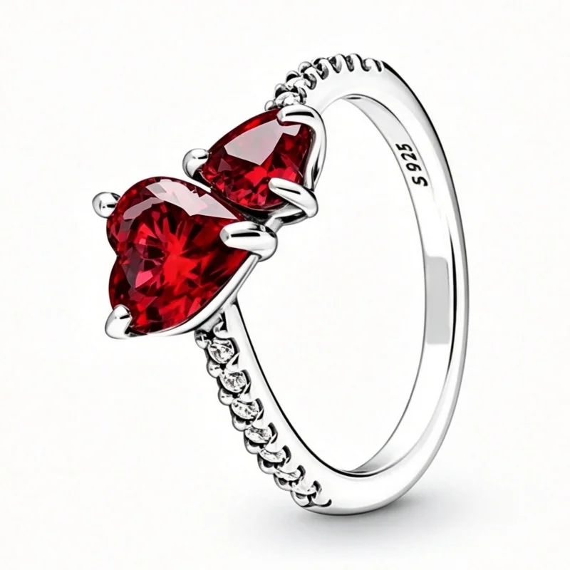 2026 Authentic 925 Sterling Silver Nightmare Jack Black Heart Ring for Christmas, Suitable for Women's Parties, Wedding Jewelry