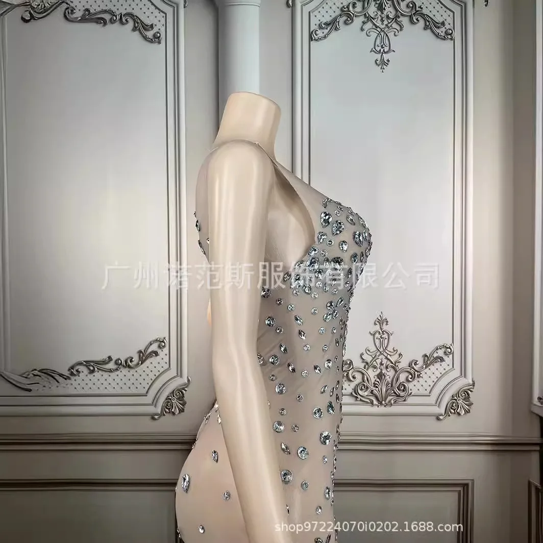 Damska luksusowa, błyszcząca sukienka bez rękawów z długimi rękawami - seksowna dla kobiet na imprezy Sukienki damskie na imprezy i wesela