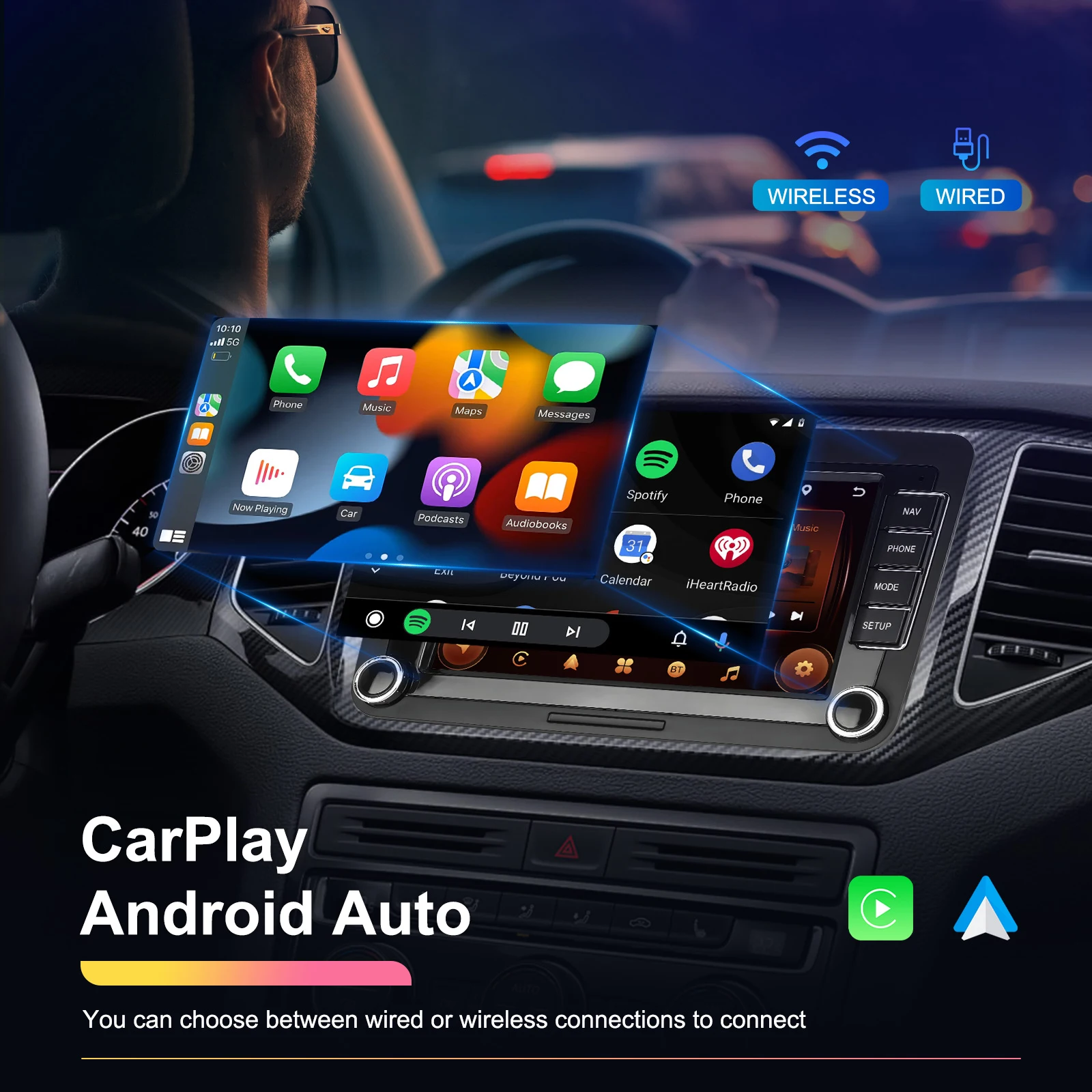 for 7'' Android Car Radio Wireless CarPlay/Android Auto Electronics GPS WIFI FM RDS For VW/PASSAT/SKODA/POLO/FABIA/GOLF 5/6