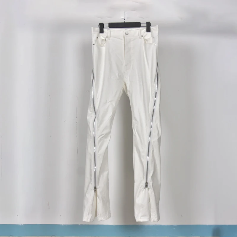 HKSH Men New RO High Street Double Line Zipper Cotton Jeans Casual Long Denim Flare Pants Personalized Streetwear Fashion HK3908