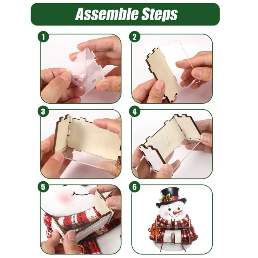 Cute Xmas Tree Christmas Candy Display Rack Santa Claus Wooden Desktop Ornament Snowflake Decoration Dim Sum Display Tray Gift