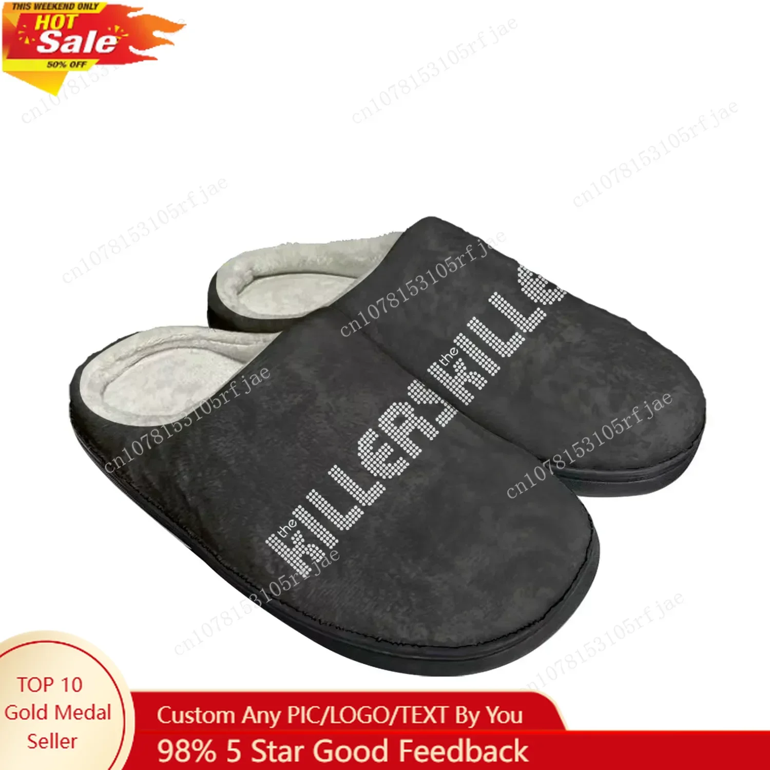 

The Killers Rock Band Home Cotton Custom Slippers Mens Womens Sandals Plush Bedroom Casual Keep Warm Shoe Thermal Slipper Black
