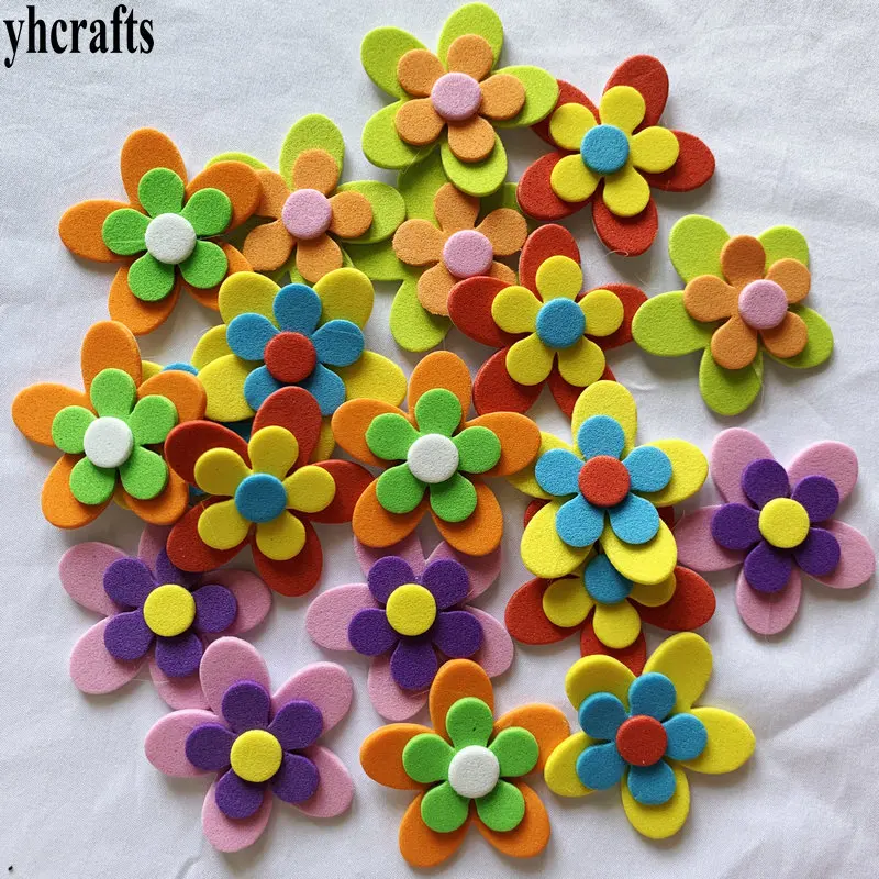 1bag New 3D flower foam stickers Kindergarten Kids room Class decoration Spring arts crafts kit DIY toys OEM Wholesale