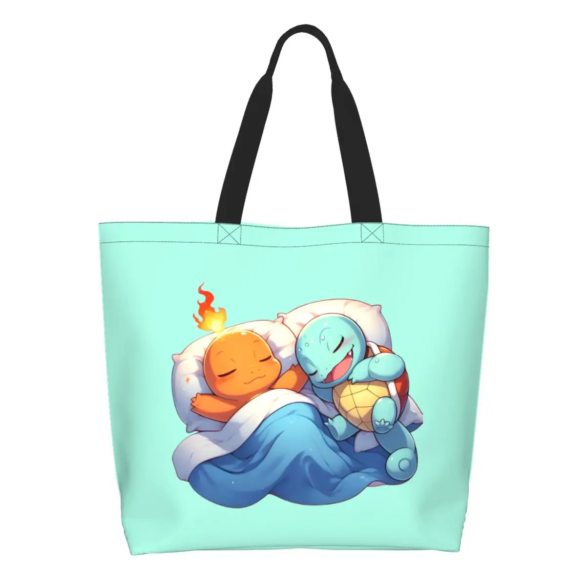 

Custom Squirtles Shopping Canvas Bags Women Durable Large Capacity Groceries Video Games Shopper Tote Bags
