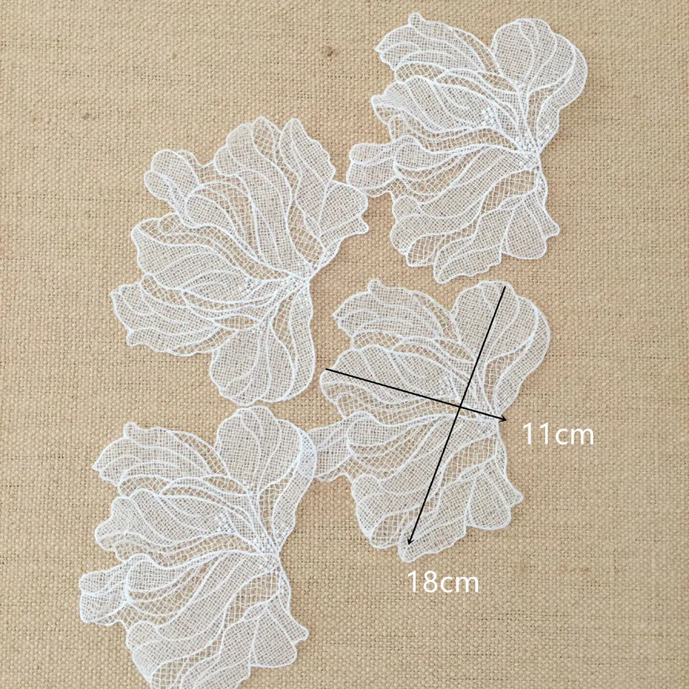 5Pcs White Mesh Flower Patch Bauhinia Appliques Wedding Repair 18*11cm