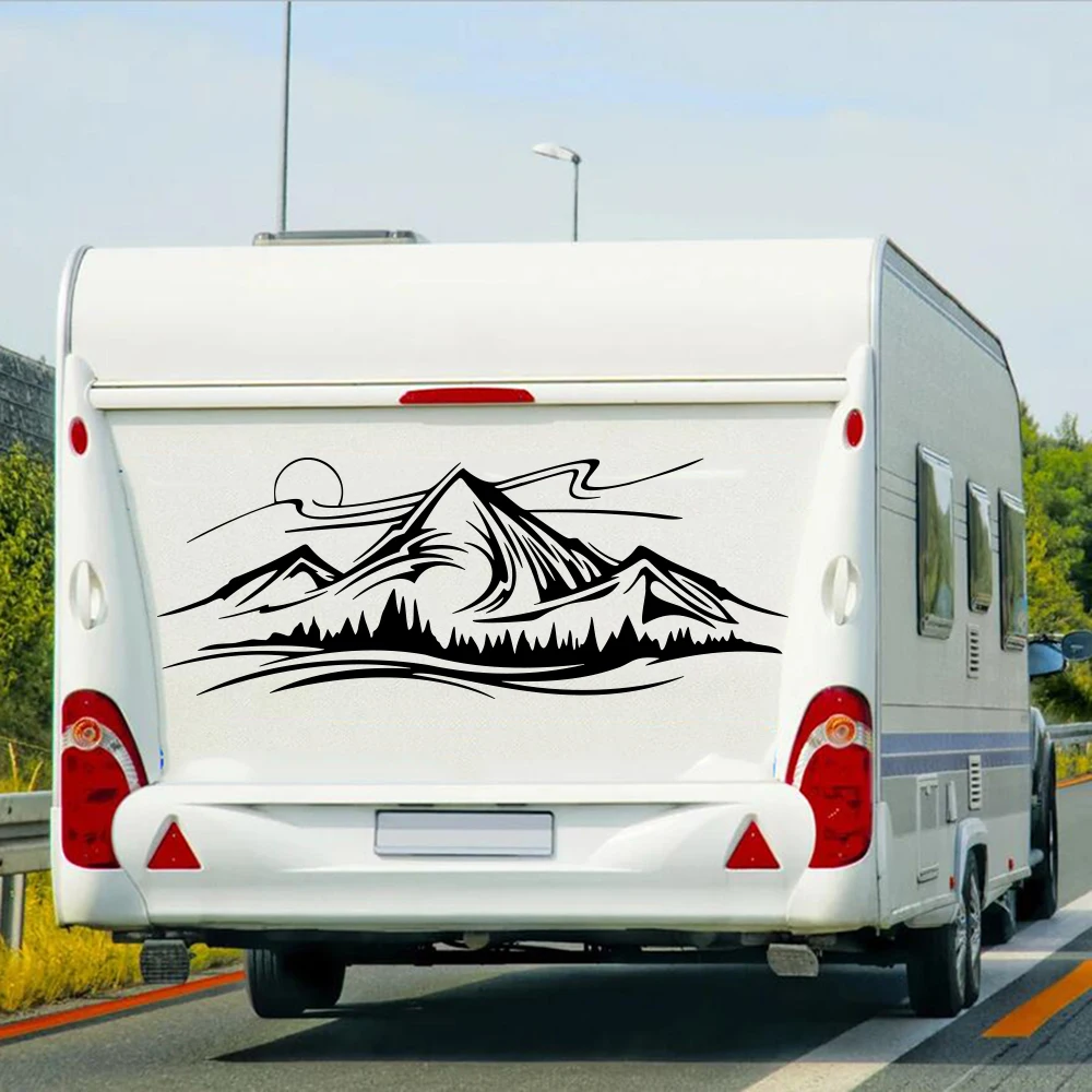 

Large Mountains Trees Night Sky Camping Rv Car Sticker Nature Landscape Sketch Motorhome Caravan Truck Decal Vinyl