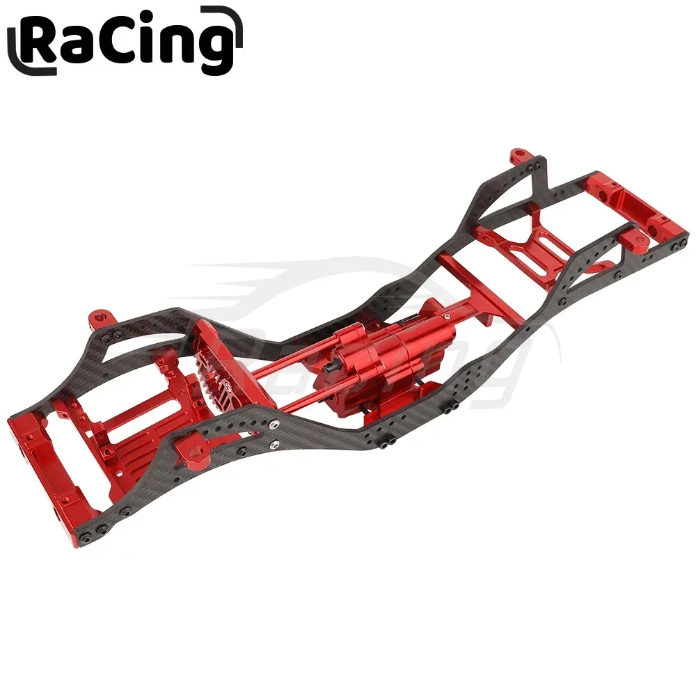 Metal Carbon Fiber Chassis Car Empty Frame Kit with Steel Gears Gearbox for 1/10 RC Axial SCX10 Pro Crawler Car Upgrade Part