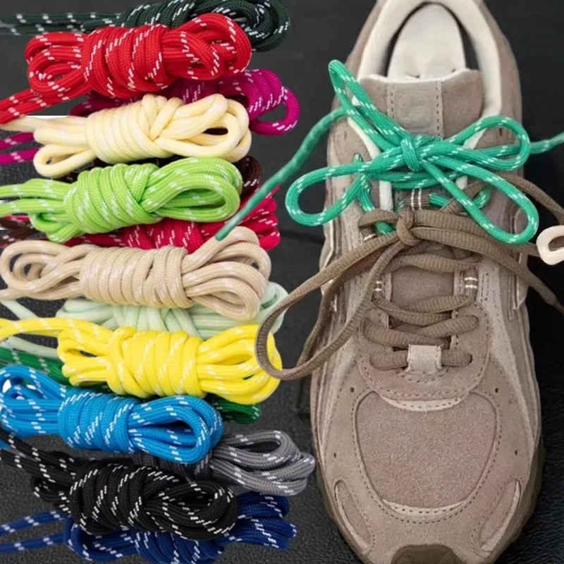 DIY Colorful Diagonal Dots Round Rope Shoelaces Coarse Weave Polyester Shoes Laces for Women Men Sports Casual Sneaker Shoes