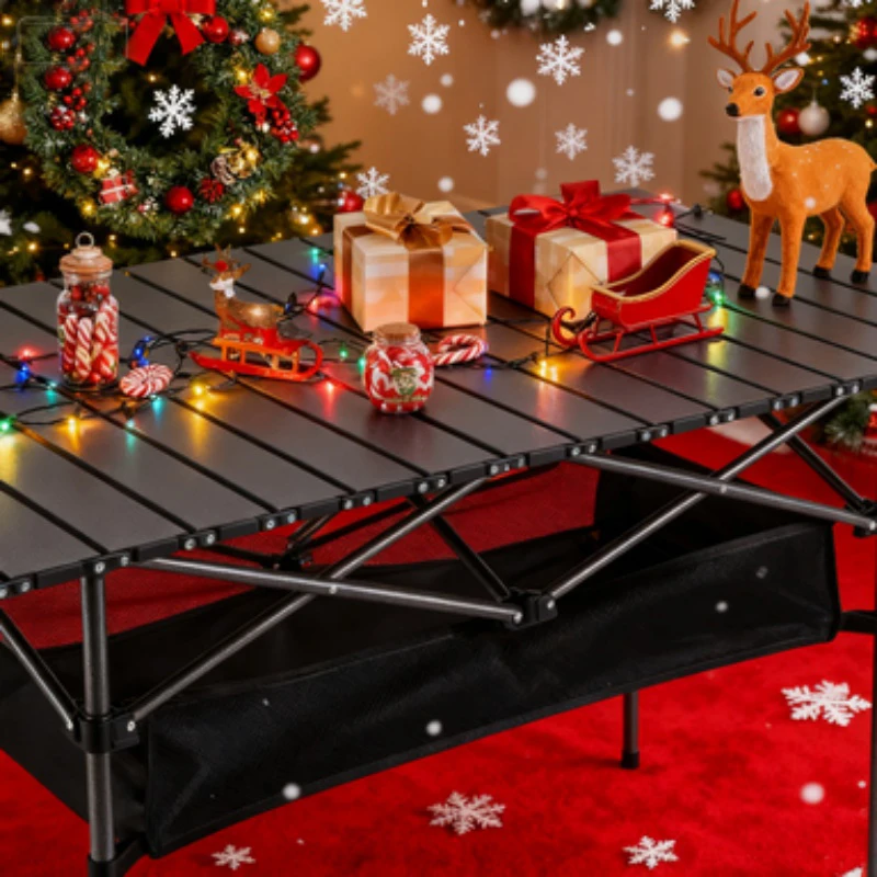 طاولة إعداد عيد الميلاد، مكتب محمول قابل للطي مع حقيبة سهلة الحمل، طاولة تزيين خفيفة الوزن للحفلات للاستخدام الداخلي والخارجي #5