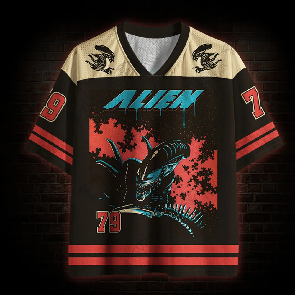 2026 Neue Film-Sportmode Kurzarm-V-Ausschnitt Streetwear für Erwachsene und Kinder Gothic-Stil Horror-Fans Geschenk