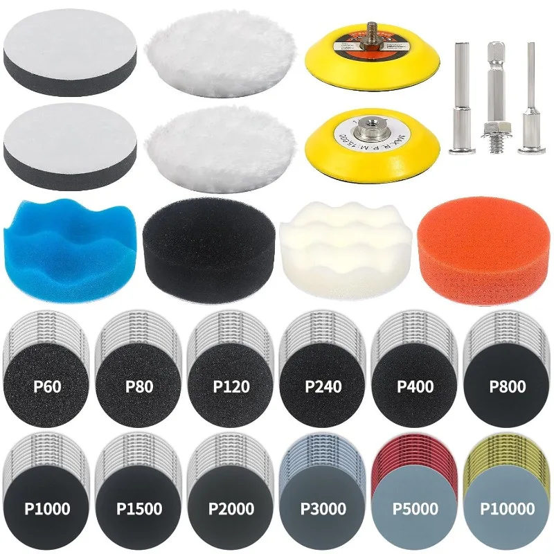 

Pneumatic polishing disc 3 inch grinding sticker 3 inch flocking sandpaper, car beauty polishing set