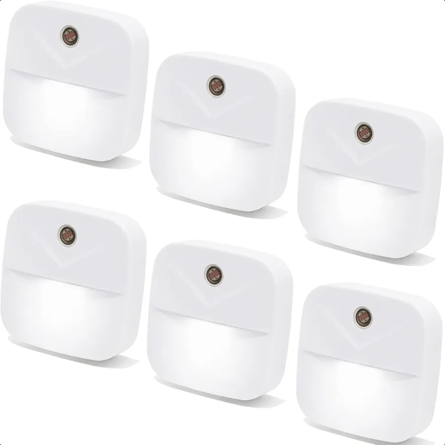 

6 Pack Night Light Plug in White LED Nightlights with Smart Dusk to Dawn Sensor Plug into Wall Nightlights Suitable for Bedroom