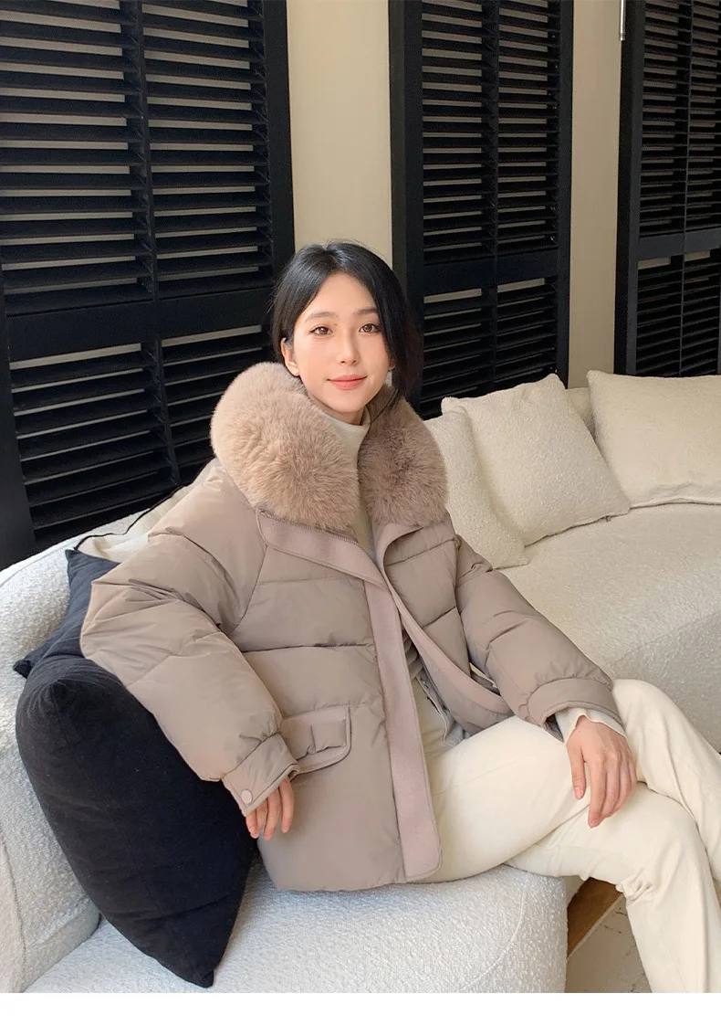 Simple Faux Fur Collar Padded Parka Women Thick Warm Winter Puffer Jacket 2026 Ladies Office Wear Casual Solid Zipper Outerwear