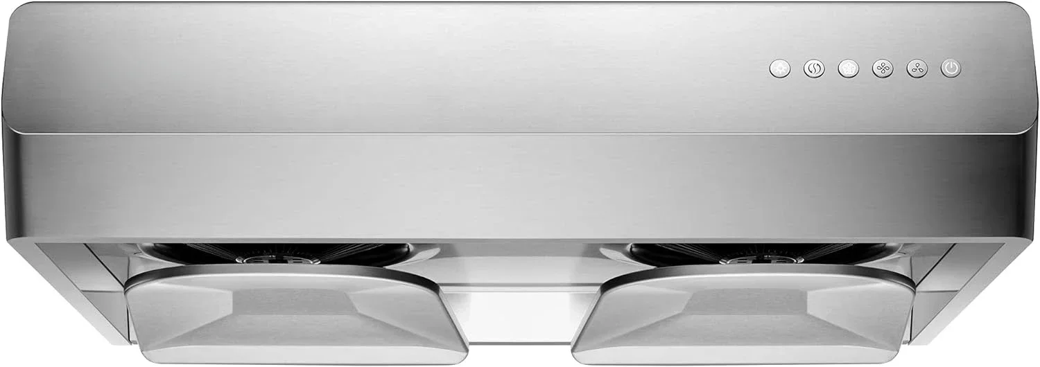 Pixie Air UQS3001 30” Stainless Steel Under Cabinet Range Hood, 800 EQUIV. CFM Kitchen Over Stove Exhaust Vent with LED