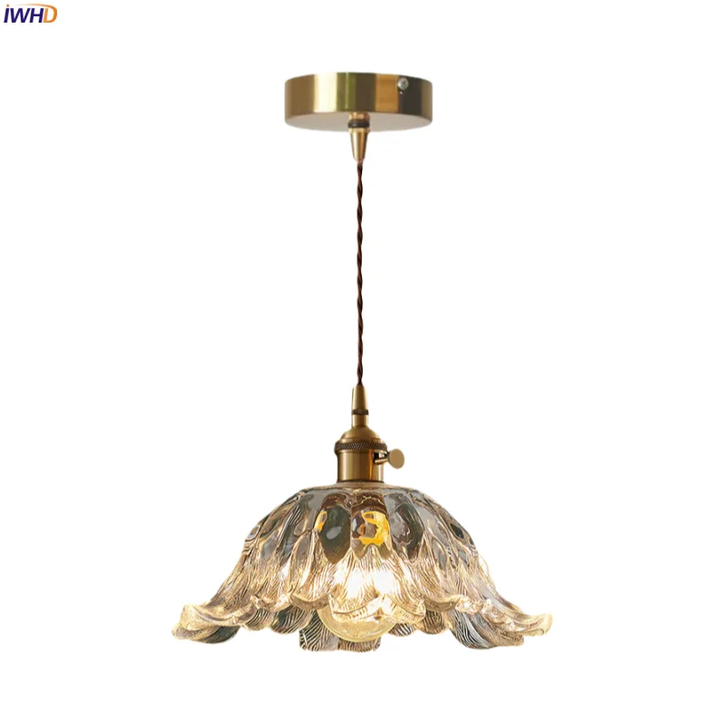 

IWHD Nordic Modern LED Pendant Lamps Copper Clear Glass Living Dining Room Bathroom Bedroom Home Design Hanging Light Hanglampen