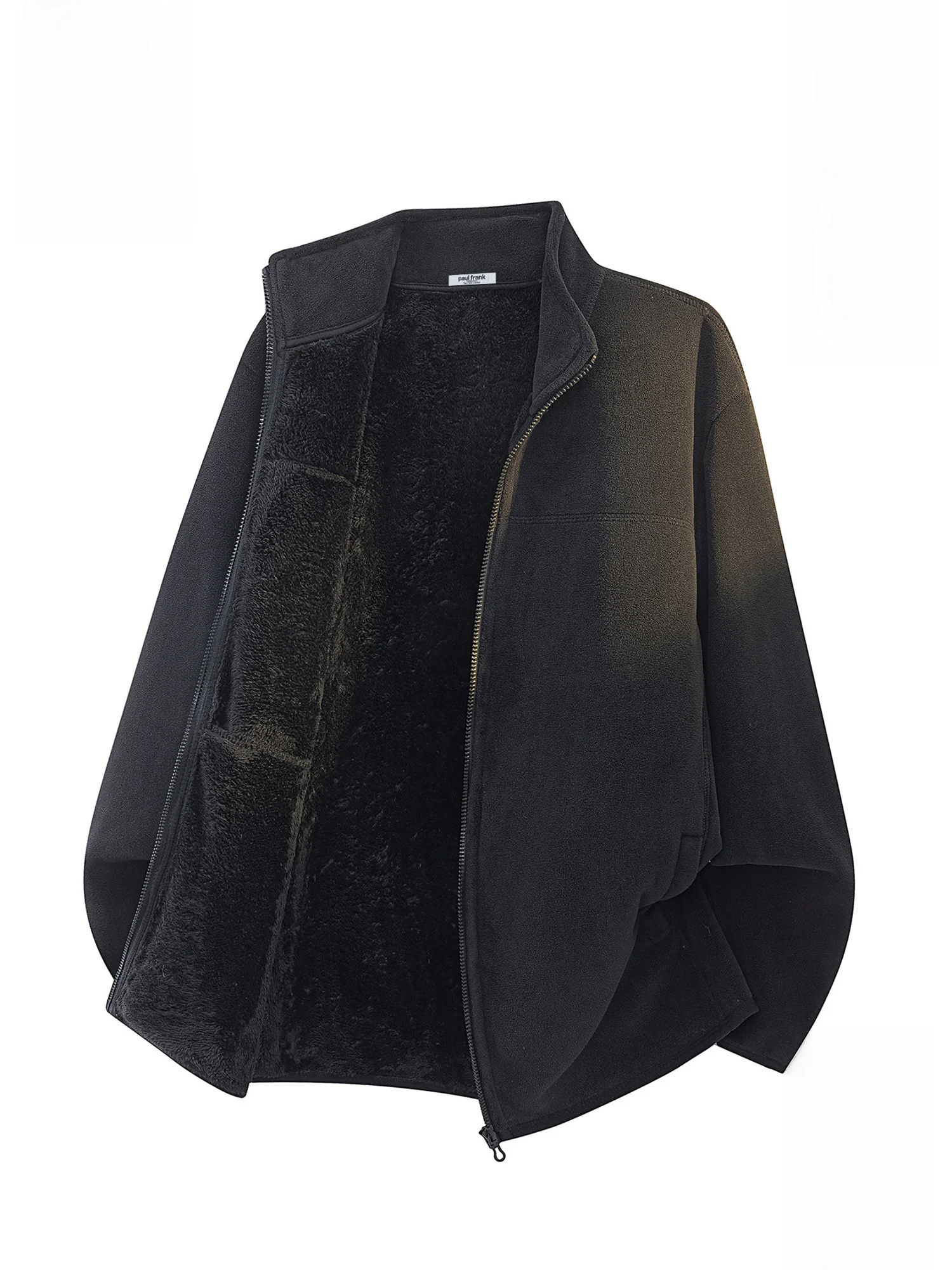 

Зимняя утепленная флисовая куртка Paul Frank для мужчин, повседневная, свободного кроя, на молнии, однотонная, с воротником-стойкой, верхняя одежда