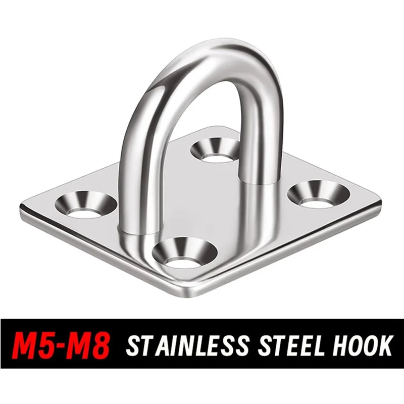 Heavy Duty Square Pad Eye Plate Staple Ring Hook Loop Wall Ceiling Mount Hanging Hardware Hooks Hanger for Swing Hammock Planter