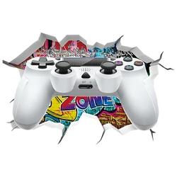 Cool Game Console Broken Wall Hole Art Vinyl Mural Stickers for Home Kids Bedroom Play Room Gamer Zone Internet Cafe Decorations