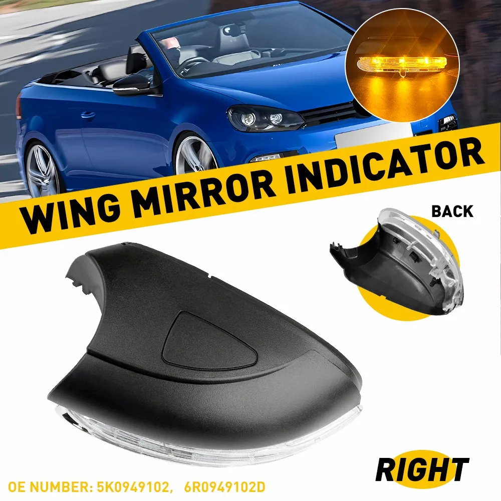 Car Side Rearview Mirror Light Wing Mirror Indicator Passenger Side Clear For VW Golf VI GTI R line R20 Touran VI MK6 Hatchback