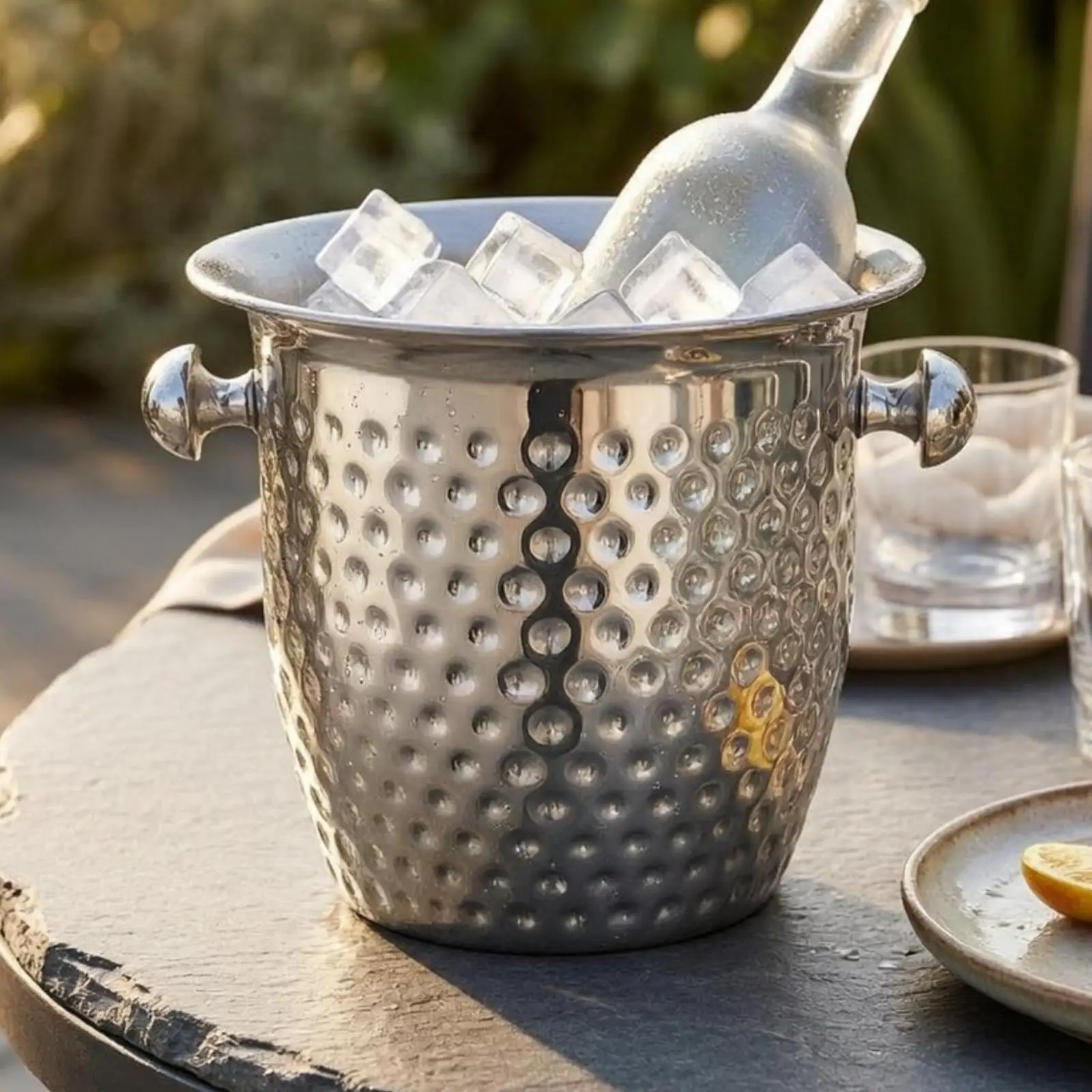 Stainless Steel Champagne Bucket Wide Top Stainless Steel Ice Bucket Tapered