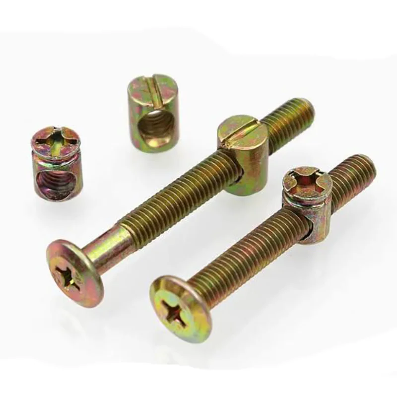 M6 M8 Furniture Bolts Nut Phillips Cross Head Screw Zinc Plated Baby Bed Bolts Barrel Nuts For Crib Cabinet