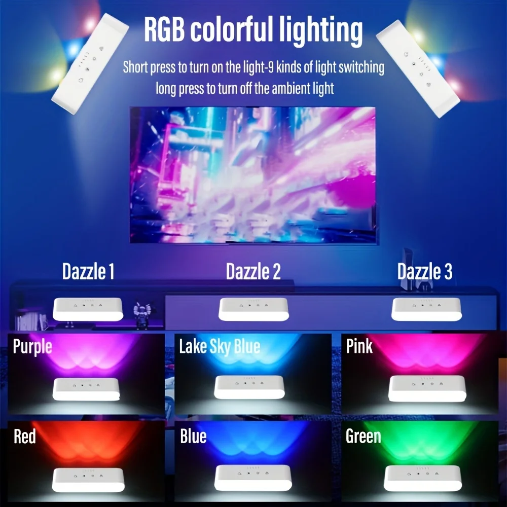 ضوء ذكي قابل لإعادة الشحن عبر USB يعمل بالتحكم عن بعد RGB وإضاءة بيضاء قابلة للتعتيم مع وظيفة الموقت #5