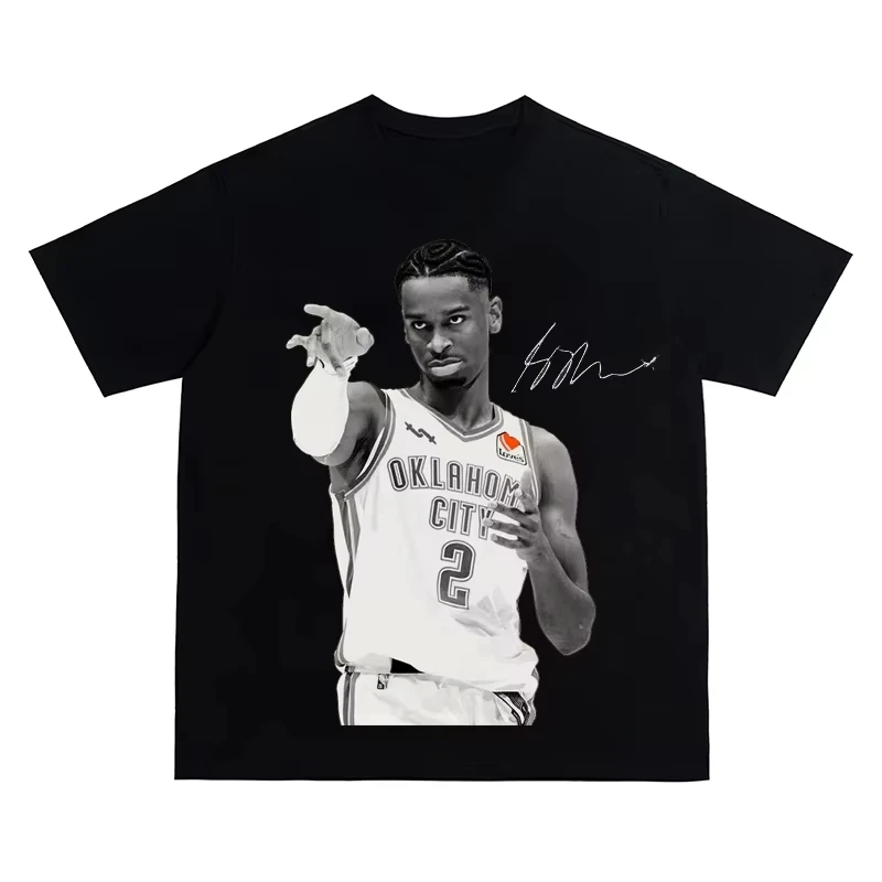 

Gilgeous-Alexander Basketball Star High Quality T-Shirt Men Women Short Sleeve Cotton Tees Y2k T-shirt Summer Tops Streetwear