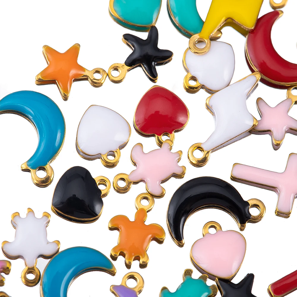 10pcs 20pcs Stainless Steel Min Enamel Colorful Charm Turtle Star Pendant for DIY Women Jewelry Making Necklace Earring Supplies