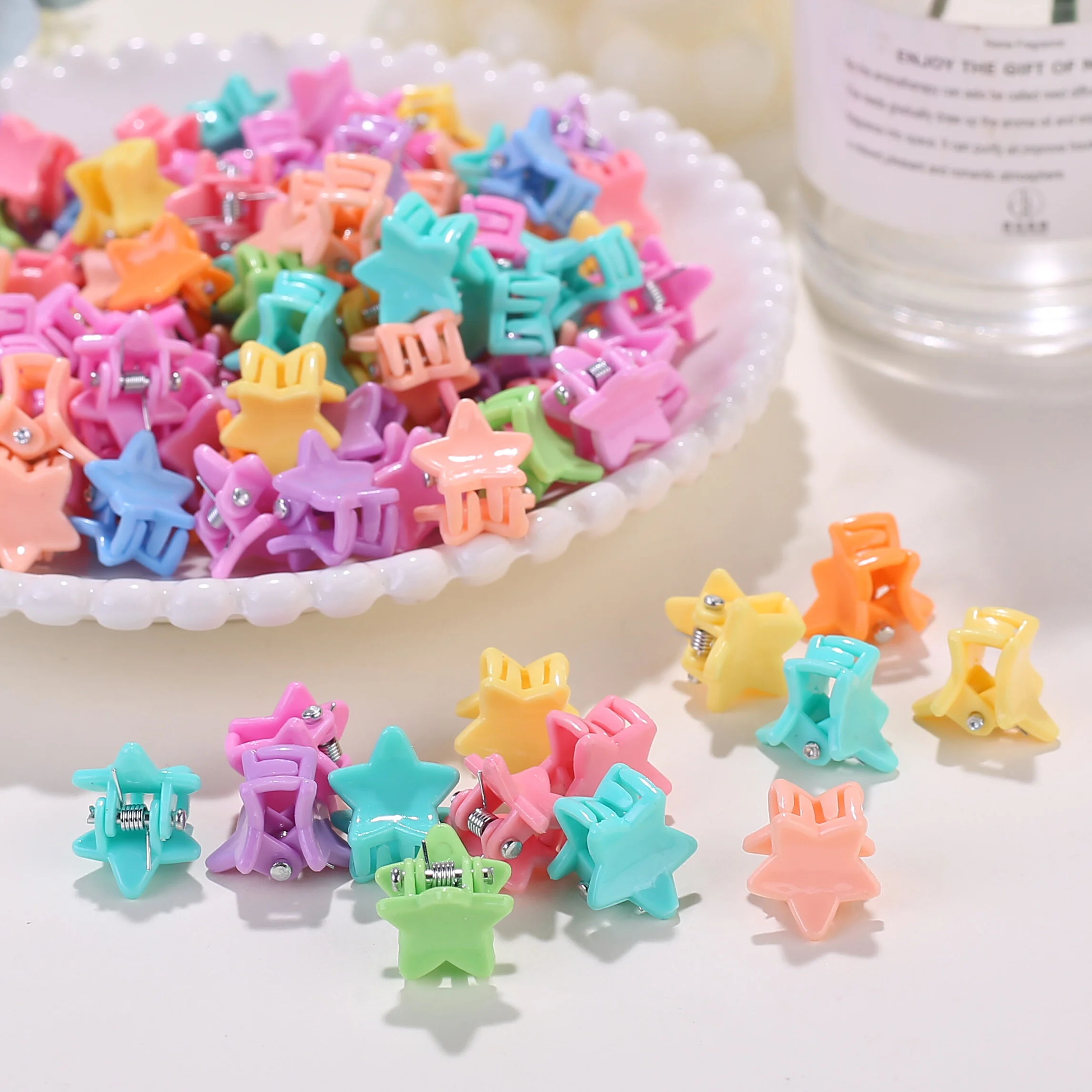 30/50/100Pcs Mini Star Hair Claw Clips, Candy Color Non‑Slip Small Grab Hair Barrettes, Sweet Bangs Hair Pins for Little Girls D - view 2