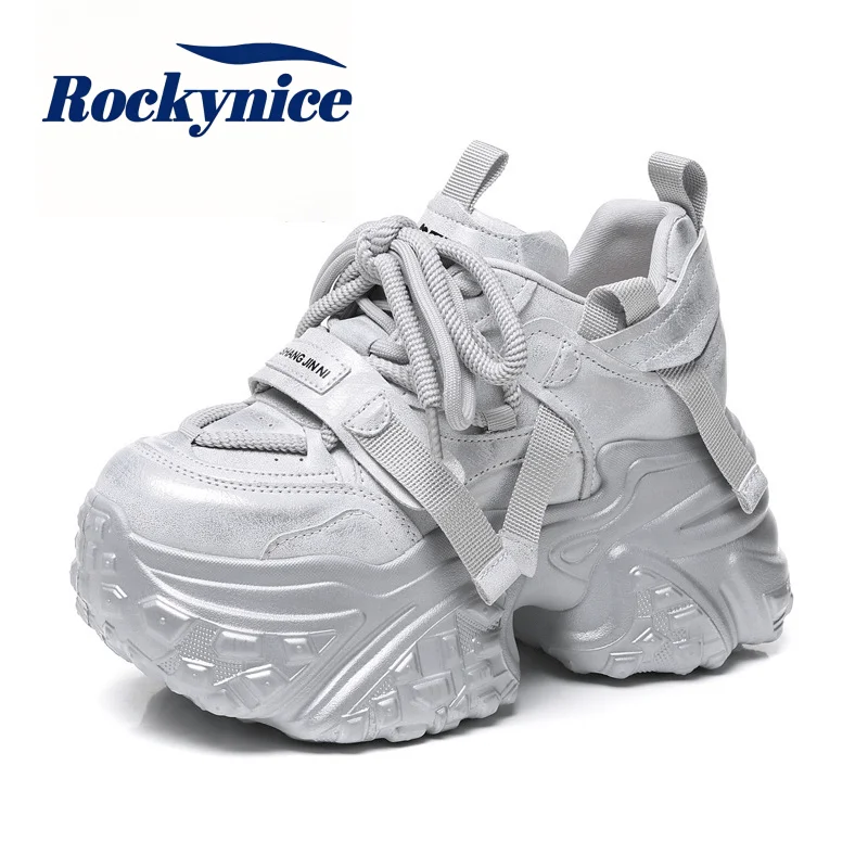 

Women 10CM Height Increasing Dad Sneakers 2026 High Platform Casual Sports Shoes Autumn Lace Up Soft Leather Walking Sneakers