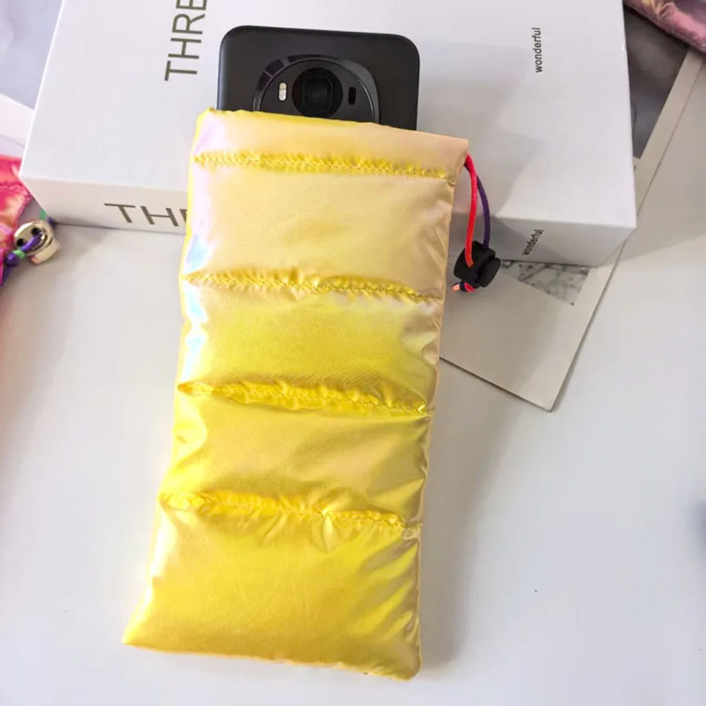 Glasses Bag Shockproof Mobile Phone Bag Down Cotton Storage Pouch Trendy Sunglasses Pouch For Skiing Wireless Earbuds Storage