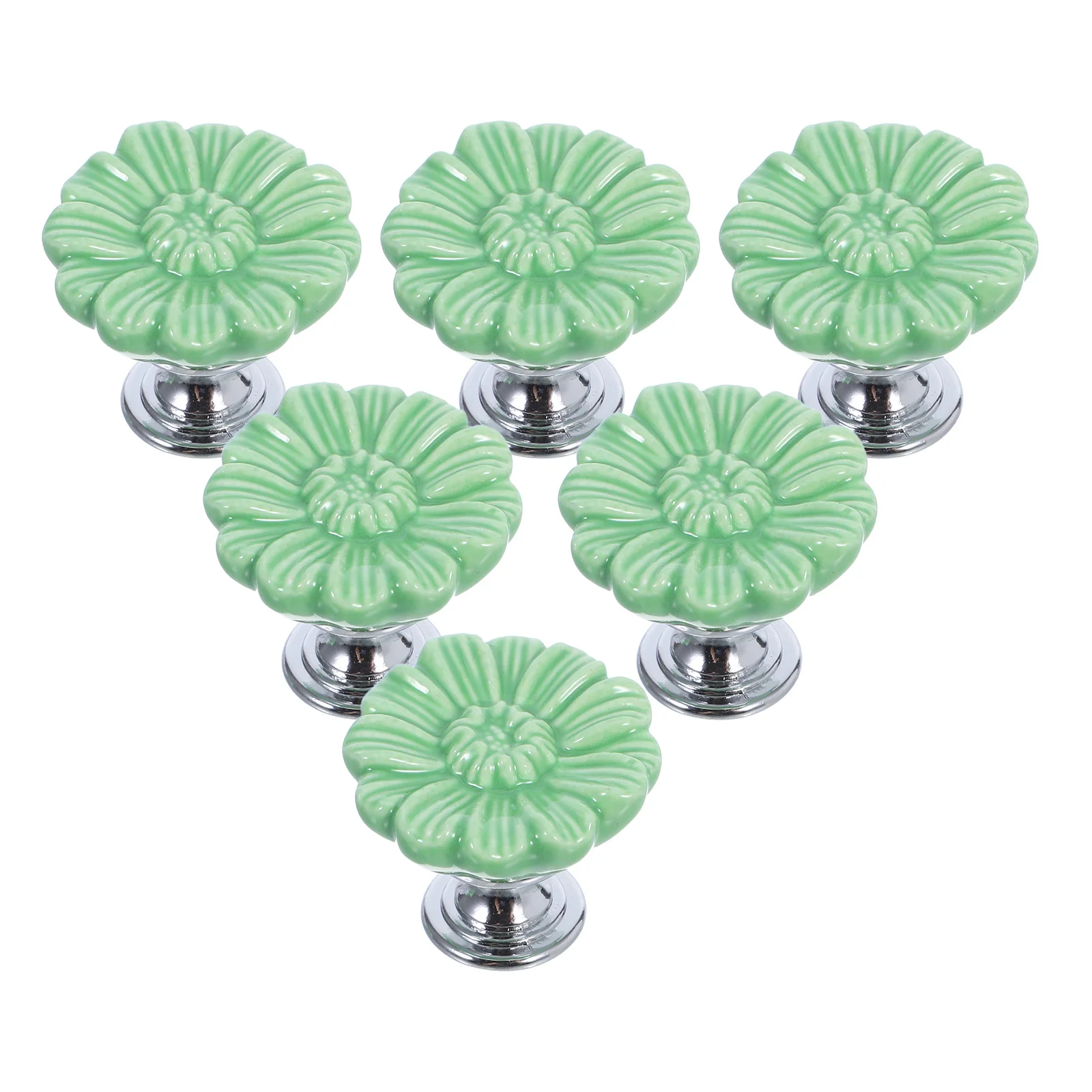 

6pcs Vintage Ceramic Knobs Floral Daisy Design Dresser Drawer Handles For Cabinets Cupboard Decorative Pulls Retro Furniture