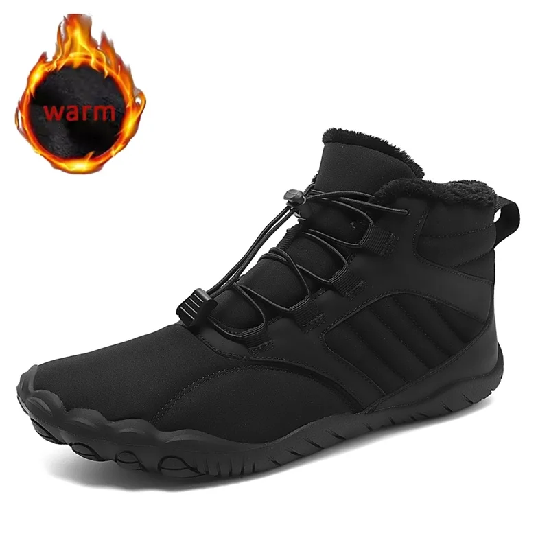 

Мужские плюшевые зимние ботинки, женские непромокаемые зимние хлопковые ботинки босиком, теплая меховая обувь, противоскользящая обувь с высоким берцем, утолщенная флисовая подкладка