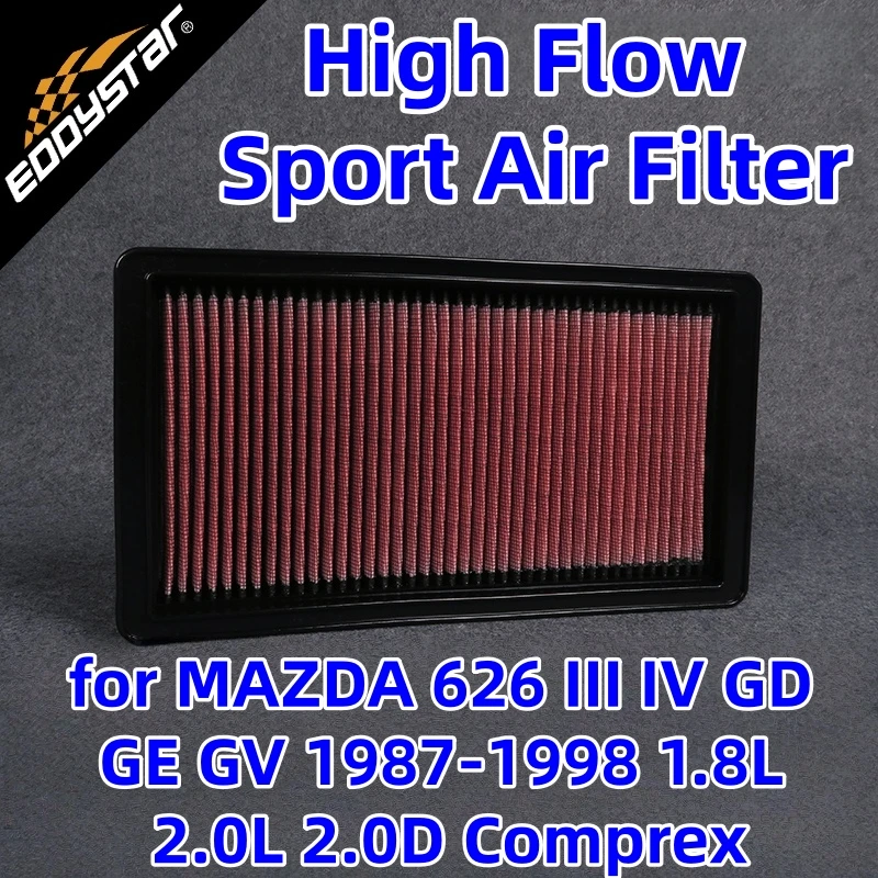 

High Flow Sport Air Filter for MAZDA 626 III IV GD GE GV 1987-1998 1.8L 2.0L 2.0D Comprex Washable Racing Intake Filters