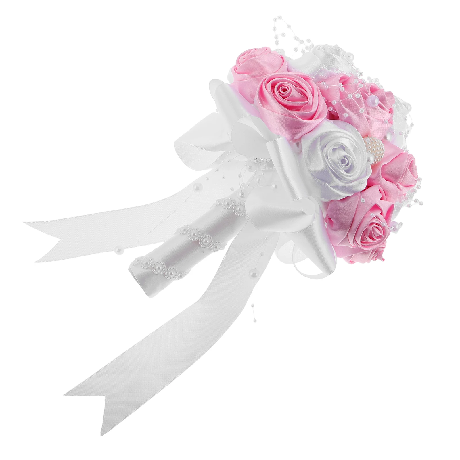 

Elegant Wedding Bridal Bouquet Bridesmaid Artificial Cloth Rose Flowers Bridalwear Pearls Satin Plastic Handheld Bridal Bouquets