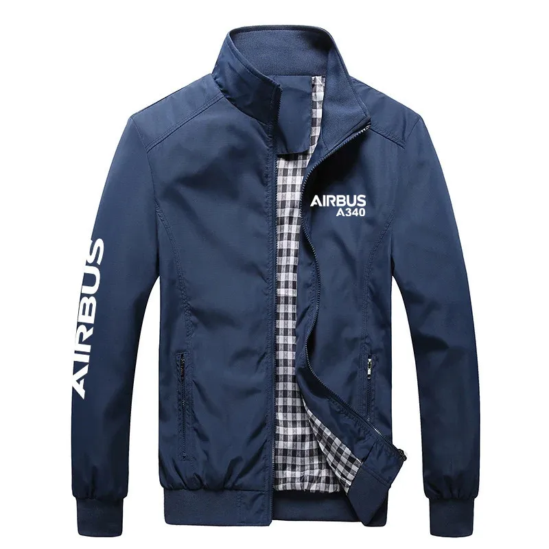 

Spring Autumn Aviation Airbus A340 Pilots Flight Lightweight Windbreakers Plaid Men Jackets Coats