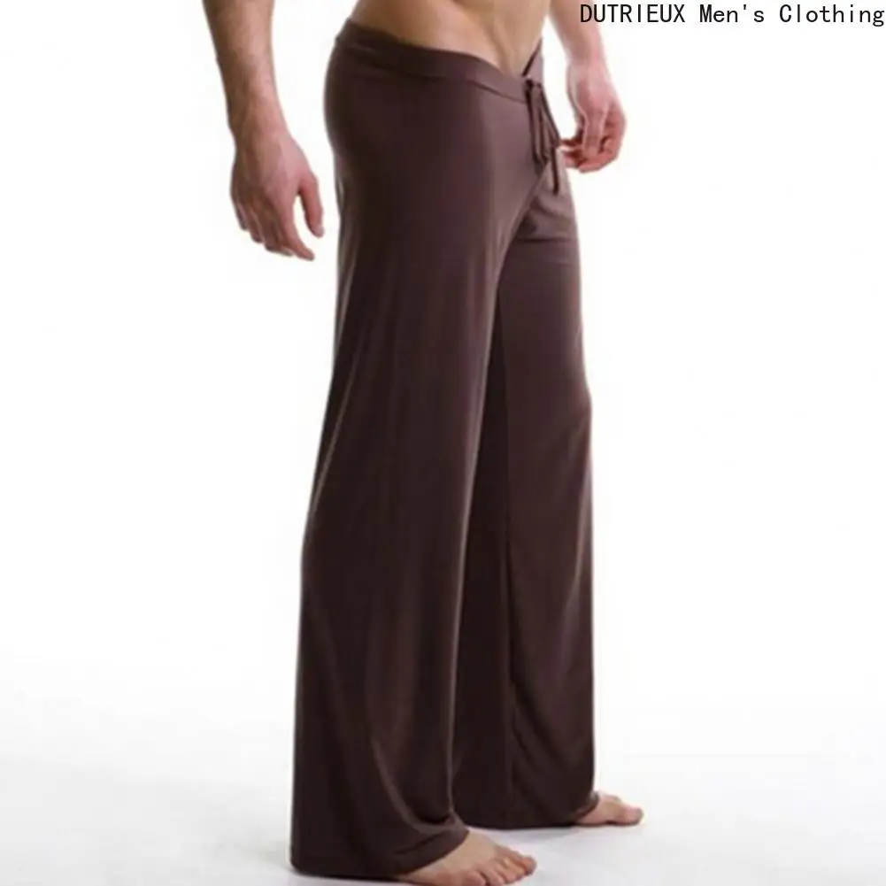 

2025 New Men's Fashion Wide-Leg Lounge Pants Drawstring Waist Comfortable Casual Home Sleepwear Pants Men Pants